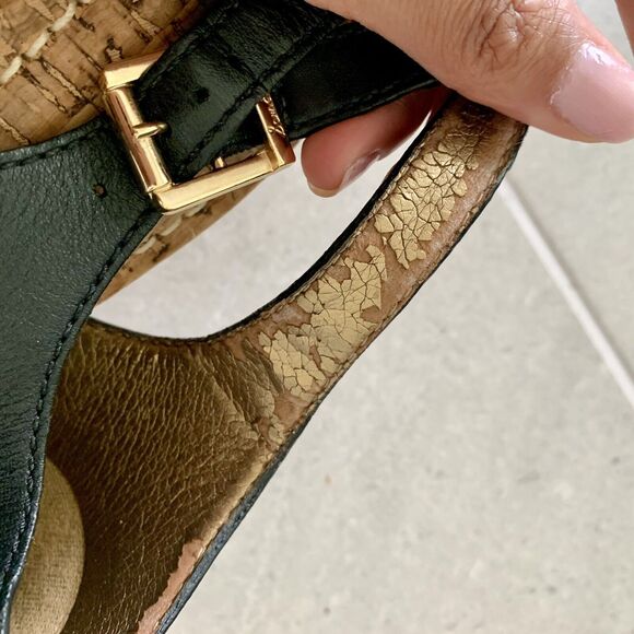 Sam Edelman Camilla Black Leather Slingback Heels Wedges Clogs Nailhead 8 - Picture 4 of 5